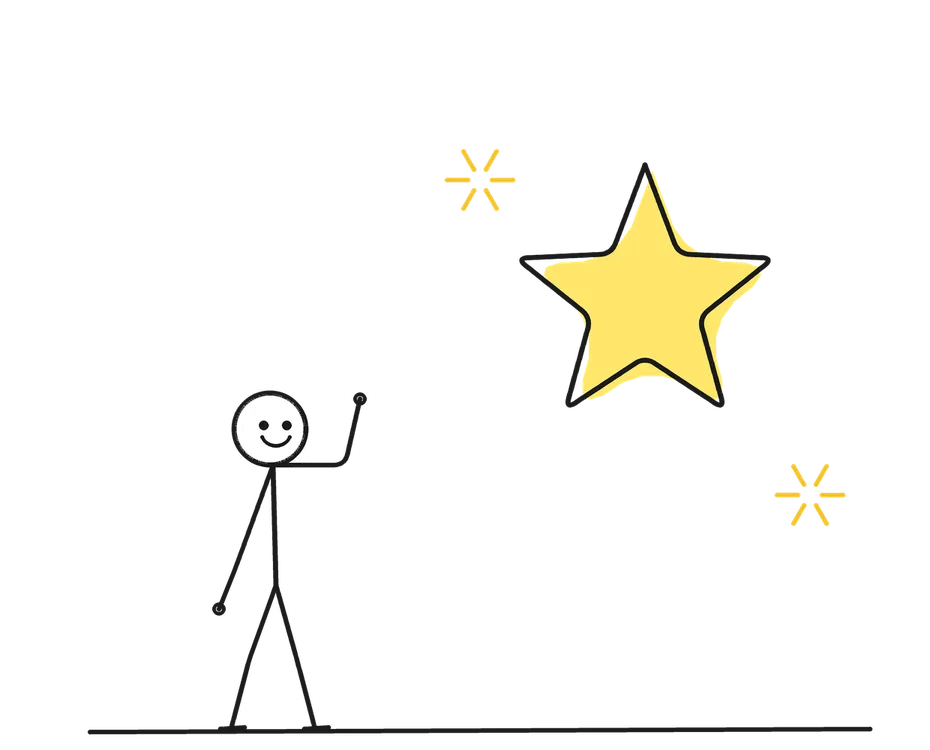 Sketch of a stick figure with props representing Celebrities