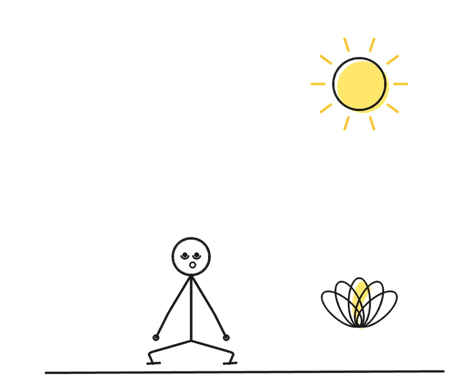 Sketch of a stick figure with props representing Mindfulness, Wellness & Health Speaker