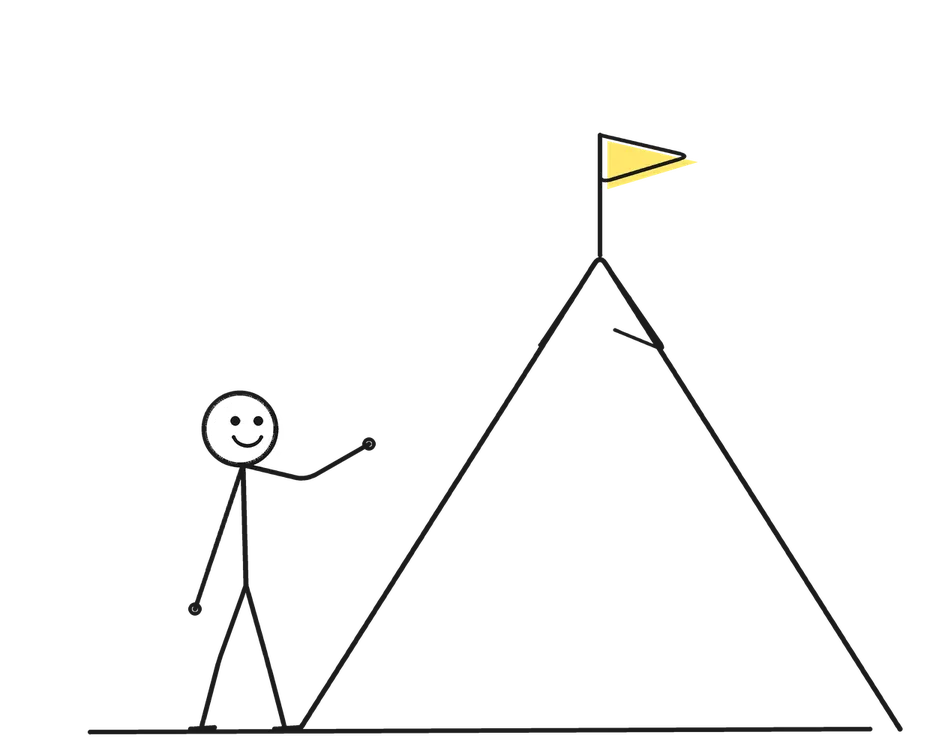 Sketch of a stick figure with props representing Leadership Speaker