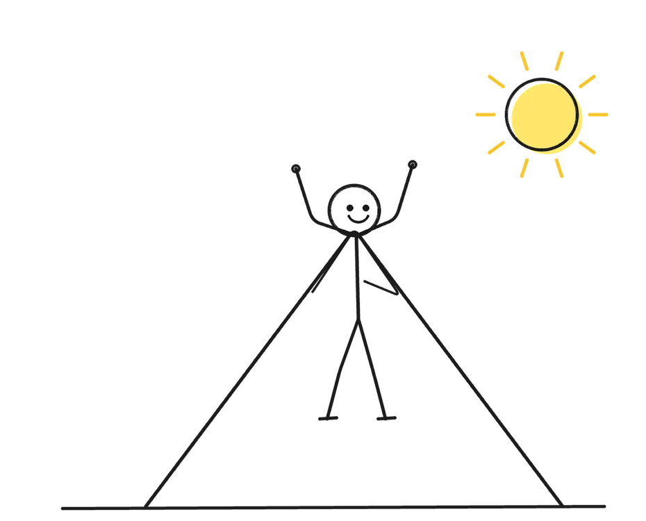Sketch of a stick figure with props representing Motivational & Inspirational Speaker