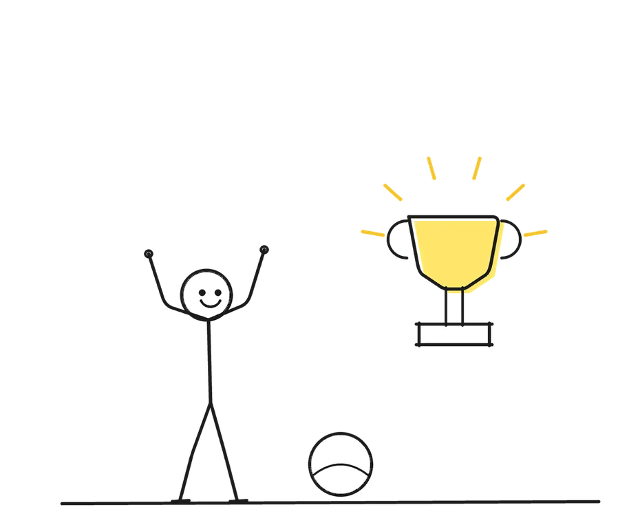Sketch of a stick figure with props representing Sports Celebrity
